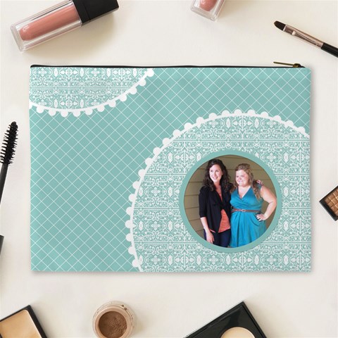 Tiffany Blue Circles Xl Cosmetic Bag By Klh Back