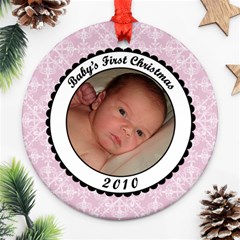 Baby s First Christmas 2010 Pink Ornament - Ornament (Round)