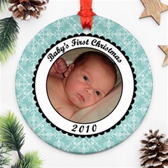 Baby s First Christmas 2010 Blue Ornament - Ornament (Round)