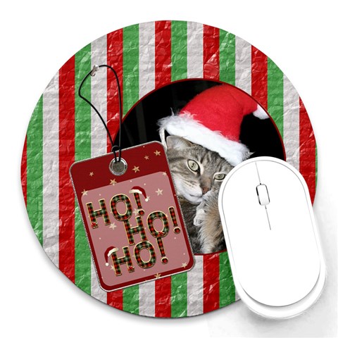 Ho Ho Ho Large Round Mousepad By Lil Front