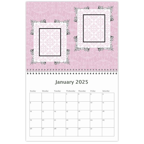 Charming Pink 2025 12 Month Calendar By Klh Jan 2025