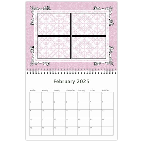 Charming Pink 2025 12 Month Calendar By Klh Feb 2025