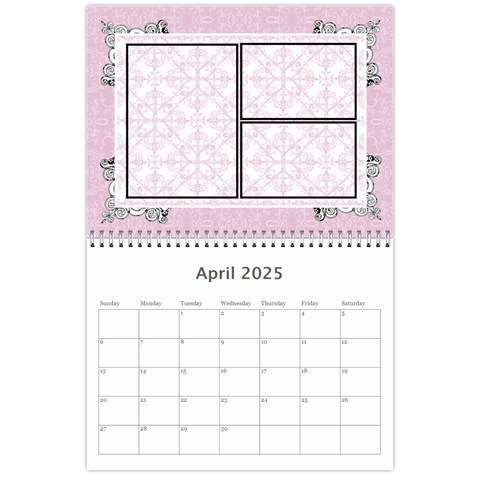 Charming Pink 2025 12 Month Calendar By Klh Apr 2025