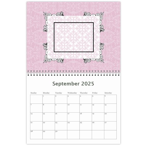 Charming Pink 2025 12 Month Calendar By Klh Sep 2025