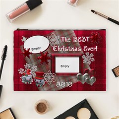 BEST Christmas Ever red plaid snow extra large cosmetic bag - Cosmetic Bag (Large)