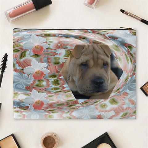 Apricot Cream Xl Cosmetic Case By Joan T Back