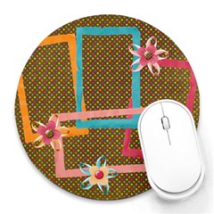Polka Dots/flowers mousepad - Collage Round Mousepad