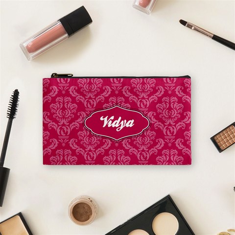 Pink Small Cosmetic Bag By Klh Front