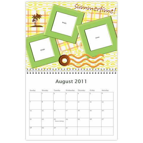 Gibson Calendar By Shena Aug 2011