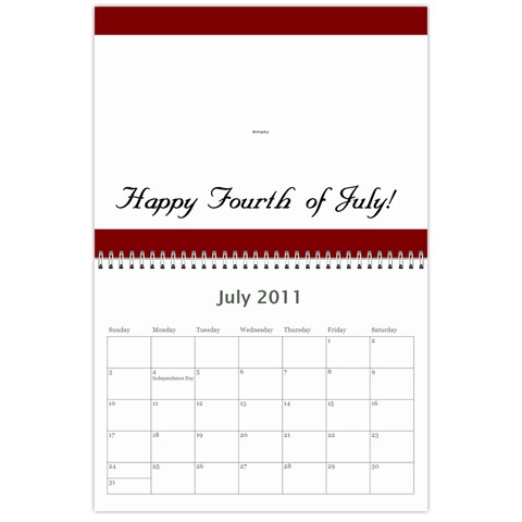 Chris Calendar By Kayla Jul 2011