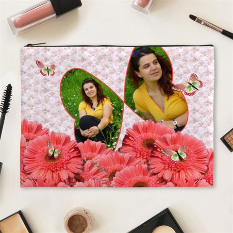 Butterflies And Flowers Cosmetic Bag Xl 1 By Galya Front