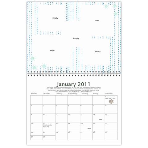 Bell Family Calendar 2011 By Emily Jan 2011