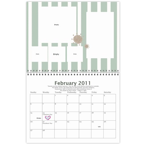 Bell Family Calendar 2011 By Emily Feb 2011