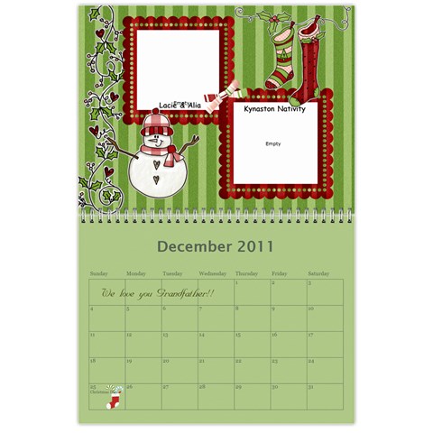 Family Calendar For Grandfather By Angela Dec 2011