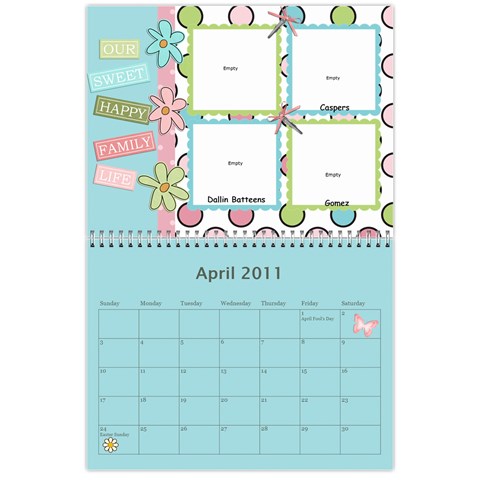 Family Calendar For Grandfather By Angela Apr 2011