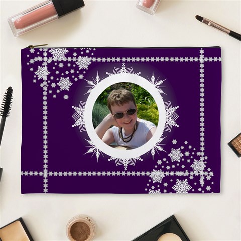 Ice Cool Dude Purple Snowflake Cosmetic Bag By Catvinnat Front