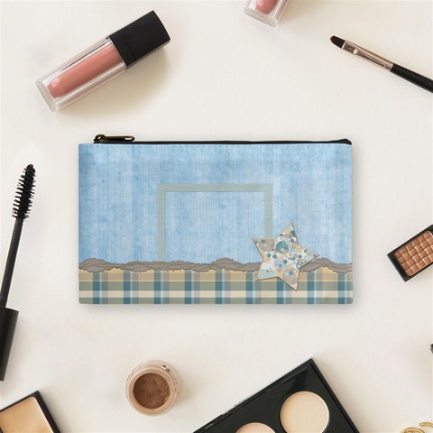 Boys Like Blue Small Cosmetic Bag By Lisa Minor Front