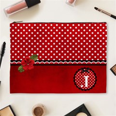 XL- Cosmetic Case - Red/Polka Dots - Cosmetic Bag (XL)