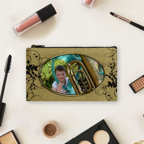 Golden Oval Small Cosmetic Bag By Catvinnat Front