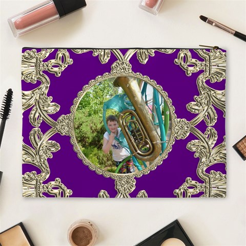 Regal Purple Liquid Gold Extra Large Cosmetic Bag By Catvinnat Back