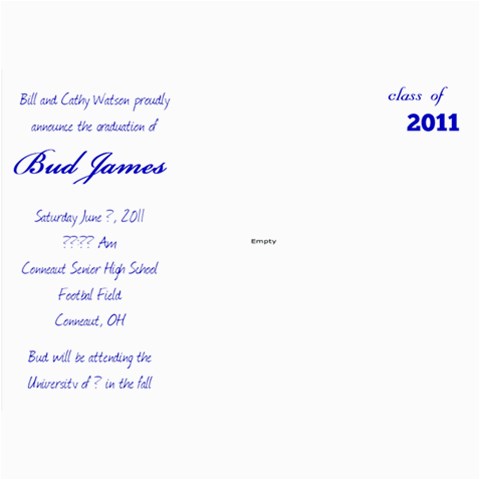 Bud Watson Graduation Announcements By Lindsey Hayes 7 x5  Photo Card - 1