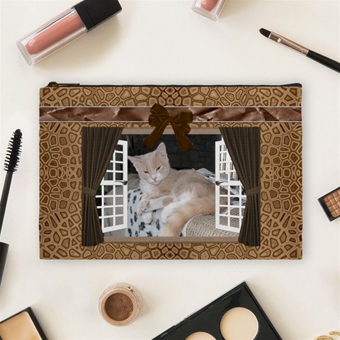 Brown Window Frame Large Cosmetic Bag By Lil Front