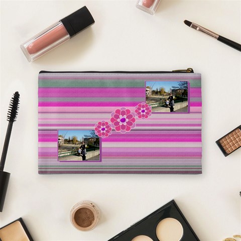 Purple Flowers Cosmetic Bag Back