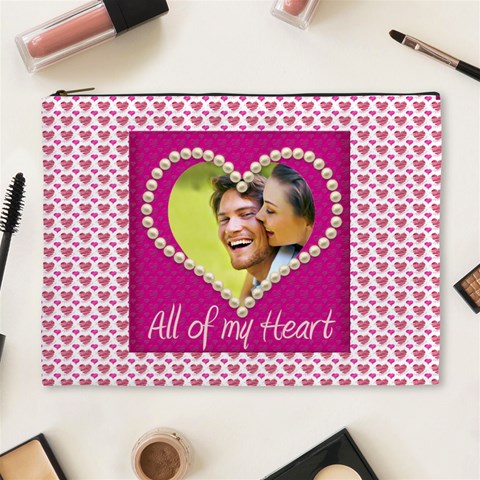 All Of My Heart Extra Large Cosmetic Bag By Catvinnat Front