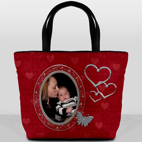 Pretty Red & Chrome Bucket Bag By Lil Back