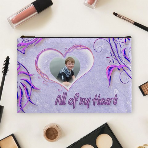 All Of My Heart Purples Large Cosmetic Bag By Catvinnat Front