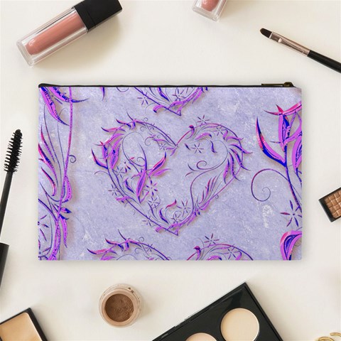 All Of My Heart Purples Large Cosmetic Bag By Catvinnat Back