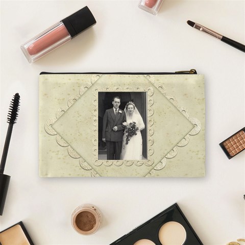 Damask Wedding Medium Cosmetic Bag By Catvinnat Back