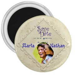 Damask Silk Save The Date 3 Inch Magnet