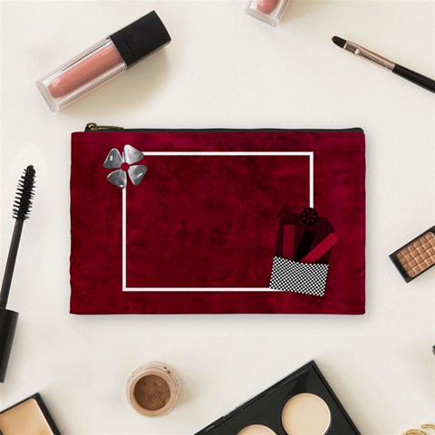 Fuschia Ruckus Medium Cosmetic Bag 1 By Lisa Minor Front