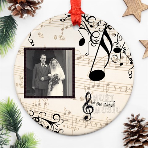 Must Be The Music Sepia Single Side Ornament By Catvinnat Front