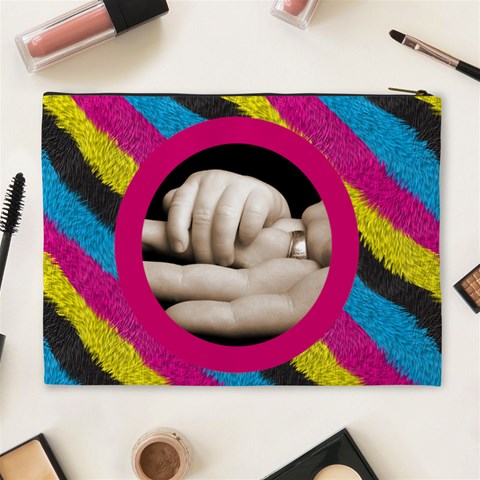 Love Love Love Funky Fur Extra Large Cosmetic Bag By Catvinnat Back