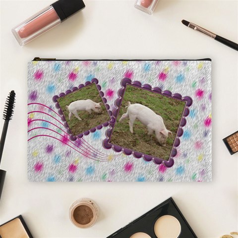 Dotty Spotty Furry Large Cosmetic Bag By Catvinnat Front