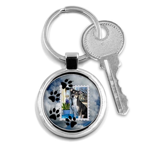 Dog Prints Round Key Chain By Lil Front