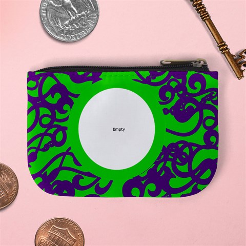 Funky Green & Purple Mini Coin Purse By Catvinnat Back