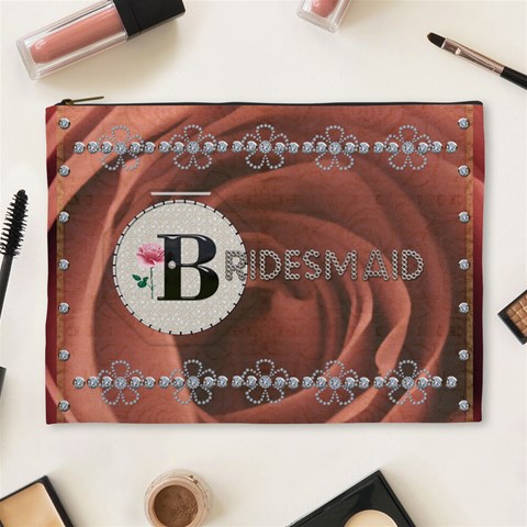 Pretty Bridesmaid Xl Cosmetic Bag By Lil Front