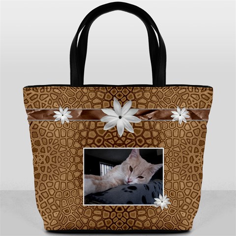 Pretty Brown Flowered Bucket Bag By Lil Back