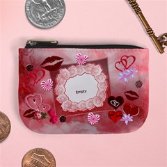 Valentine KISSES w/hearts n Roses Mini coin Purse 