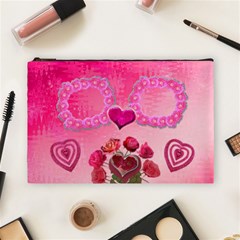 Hearts n Roses Pink Large Cosmetic Bag - Cosmetic Bag (Large) Hearts n Roses Pink Large Cosmetic Bag - Cosmetic Bag (Large)