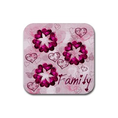 Family heart square coaster - Rubber Coaster (Square) Family heart square coaster - Rubber Coaster (Square)