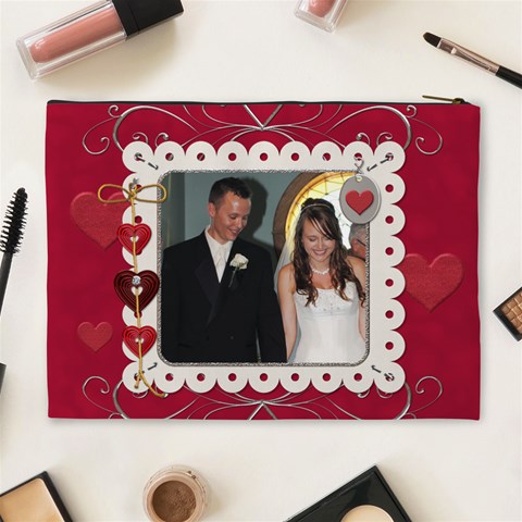Elegant Red Hot Love Xl Cosmetic Bag By Lil Back