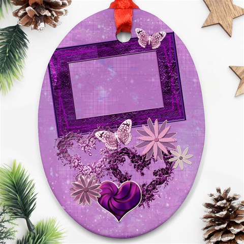 Lavander Heart Purple Oval Ornament By Ellan Front