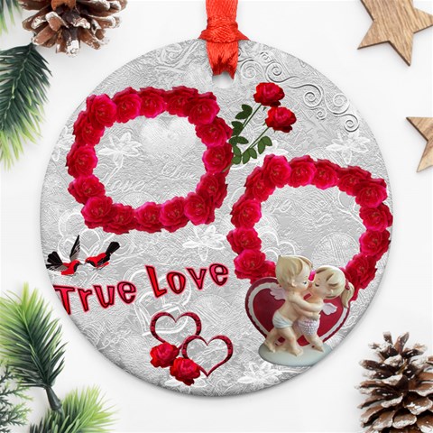 True Love Roses Round Ornament By Ellan Front