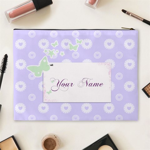 Lilac Hearts Cosmetic Bag Xl By Happylemon Back