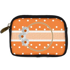 Orange daisy camera leather case - Digital Camera Leather Case Orange daisy camera leather case - Digital Camera Leather Case