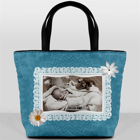 Baby Blue Floral Bucket Bag By Lil Back